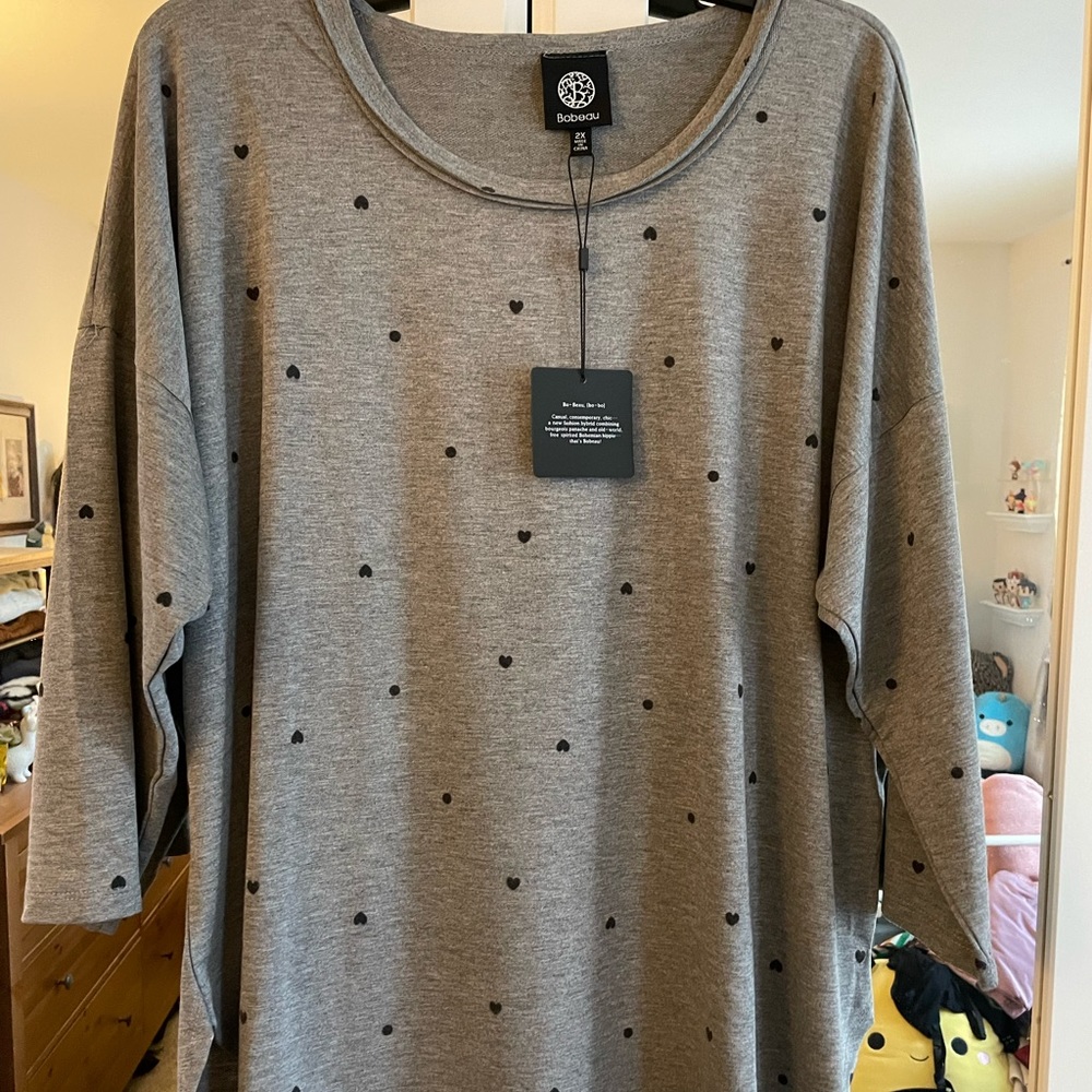 Bobeau 2X heart print top